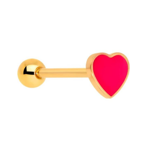 Gold Tone Heart Valentines Day Barbell Tongue Ring