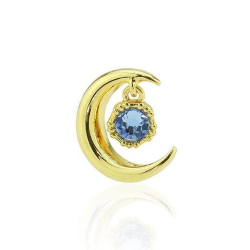 Gold Moon With Blue Gem Dangle Cartilage Barbell - 1202 Body Jewelry