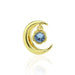 Gold Moon With Blue Gem Dangle Cartilage Barbell - 1202 Body Jewelry