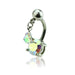Aurora Teardrop Reverse Dangle Dual Gem Navel Ring - 1202 Body Jewelry