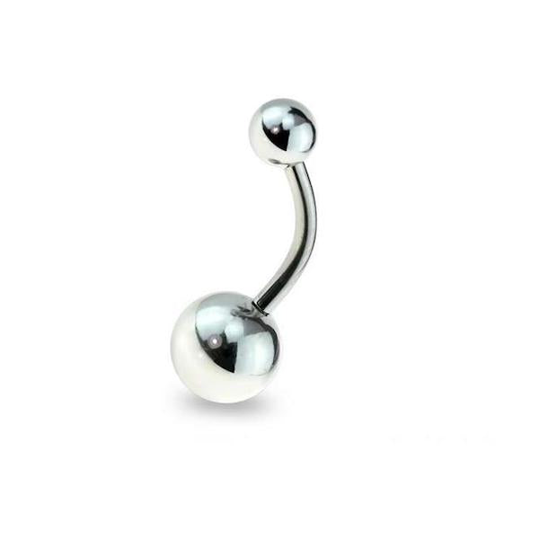 Silver 316L Surgical Steel Basic Navel Ring 10mm - 1202 Body Jewelry