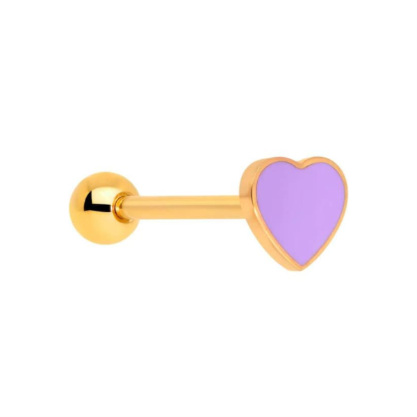 Gold Tone Heart Valentines Day Barbell Tongue Ring