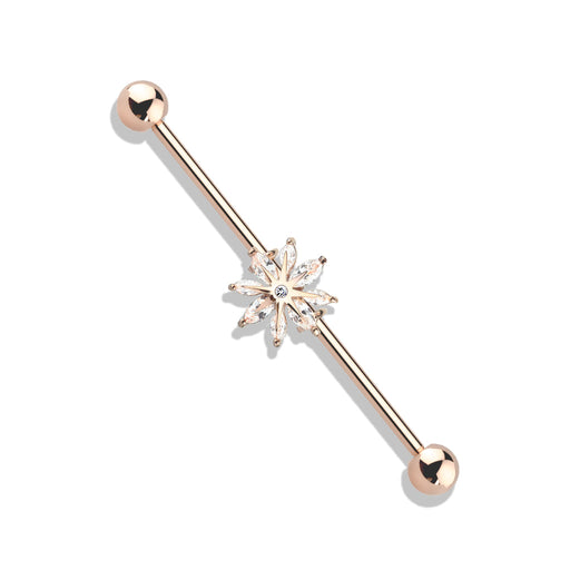 Marquise CZ Snowflake Industrial Barbell