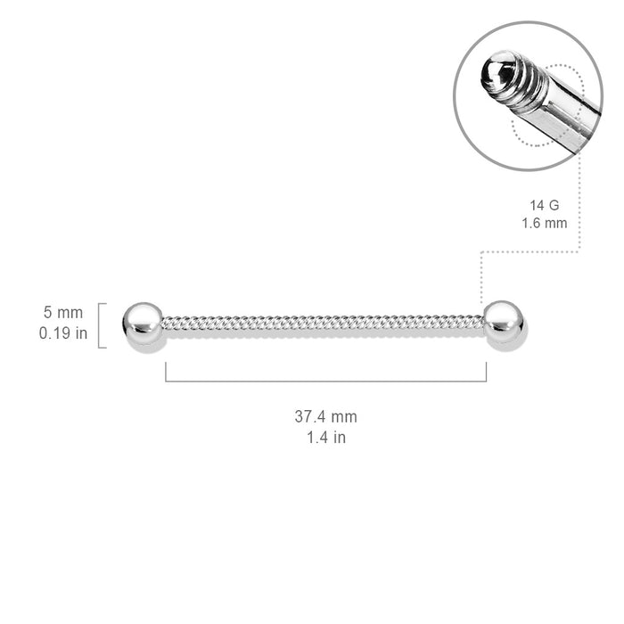 Twisted Rope 316L Surgical Steel Industrial Barbell