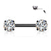 Black Round CZ Ends Push in Nipple Barbells - 1202 Body Jewelry