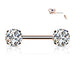 Rose Gold Round CZ Ends Push in Nipple Barbells - 1202 Body Jewelry