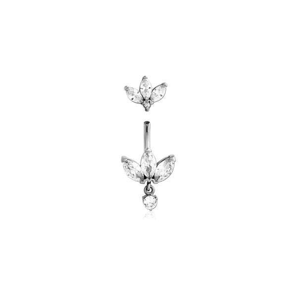 Marquise INTERNALLY THREADED DOUBLE JEWELED NAVEL RING