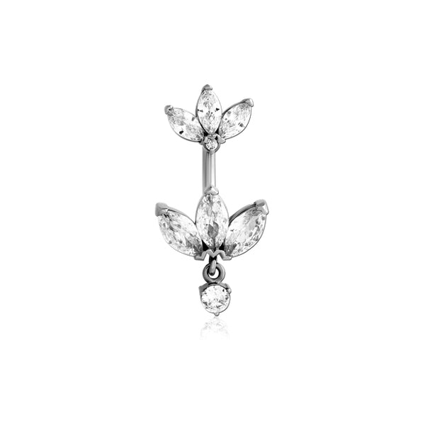 Marquise INTERNALLY THREADED DOUBLE JEWELED NAVEL RING