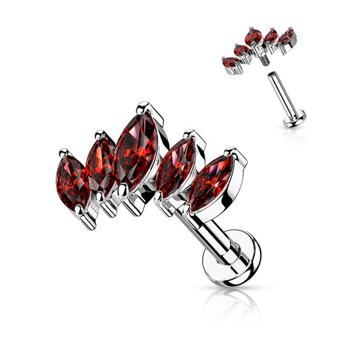 5 Marquise CZ Fan Set Top with Internally Threaded Labret