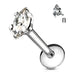 Silver Marquise CZ 316L Internally Threaded Labret - 1202 Body Jewelry