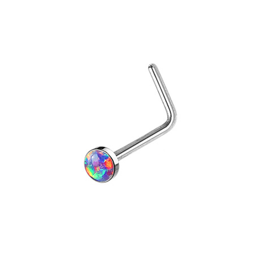 Purple Opal "L" Bend Nose Stud Rings - 1202 Body Jewelry