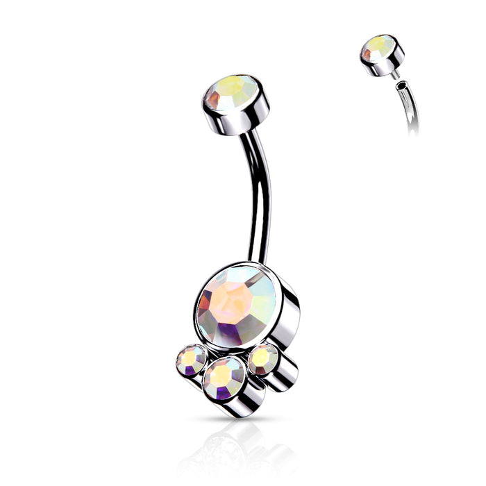 Round Cluster Crystal Stone Navel Ring