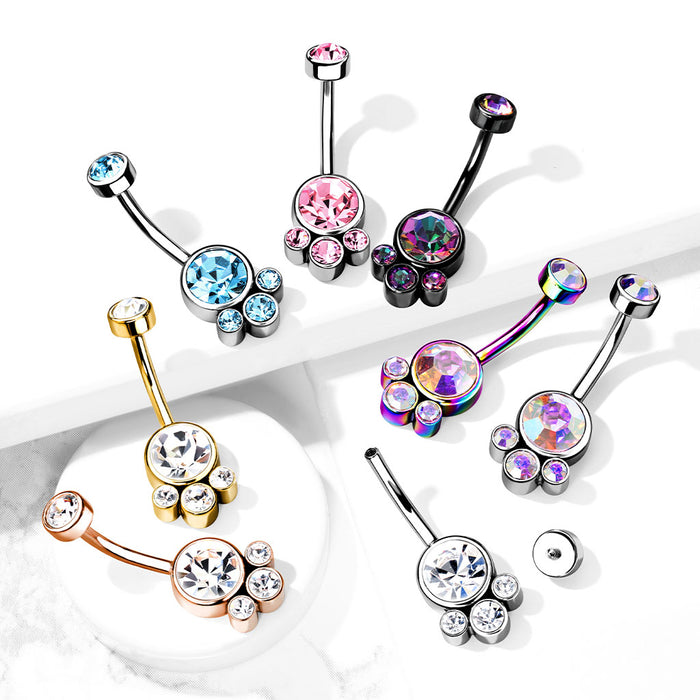 Round Cluster Crystal Stone Navel Ring
