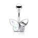 Butterfly with Opal Glitter Filled Wings Belly Ring - 1202 Body Jewelry