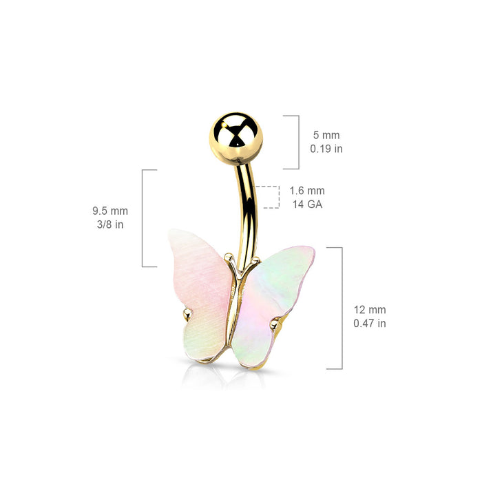 Shell Covered Butterfly Navel Ring