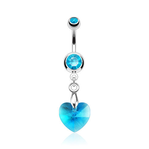 Crystal Ray Prism Heart Navel Ring