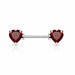 Double Front Facing Heart CZ Prong Nipple Bar - 1202 Body Jewelry