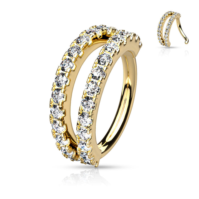 Double Lined Micro Set CZ Bendable Hoops