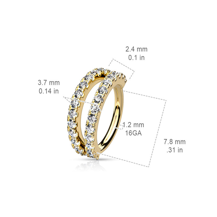 Double Lined Micro Set CZ Bendable Hoops