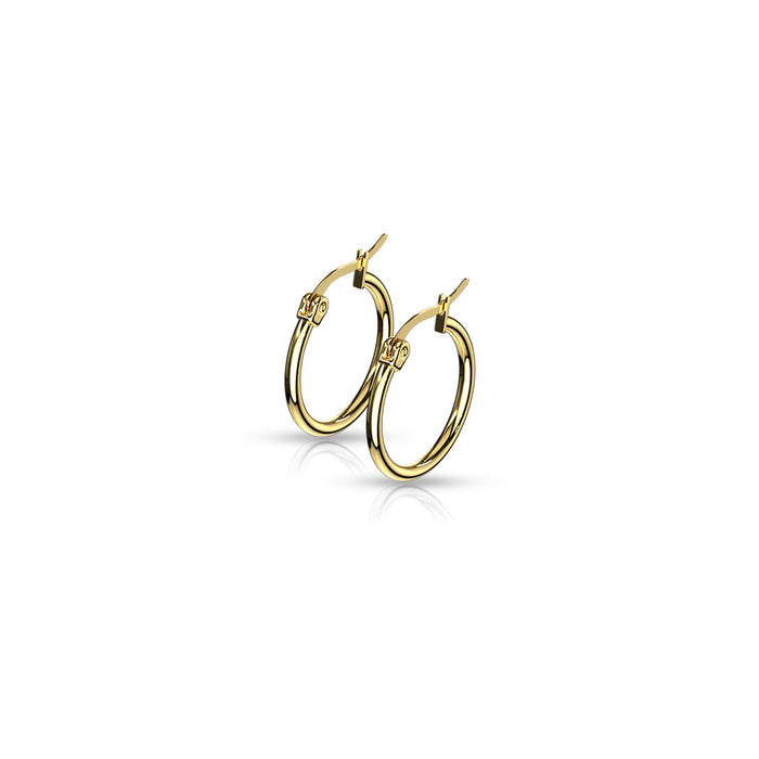 Pair of Gold IP 316L Surgical Steel Round Hoop Earrings