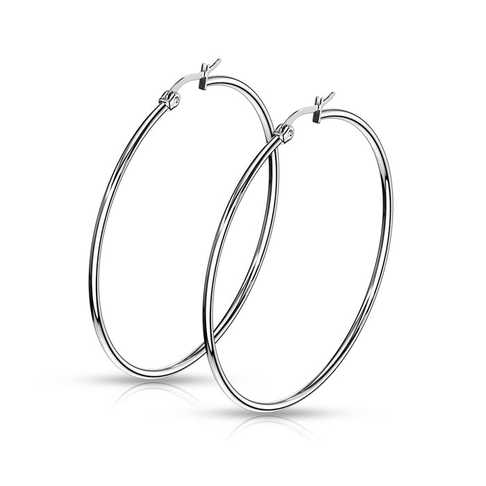 Pair of 316L Surgical Steel Round Hoop Earrings