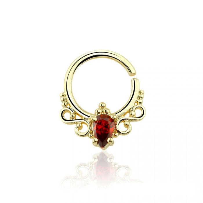 Royal Ruby Red Prong Set Bendable CZ Septum Ring