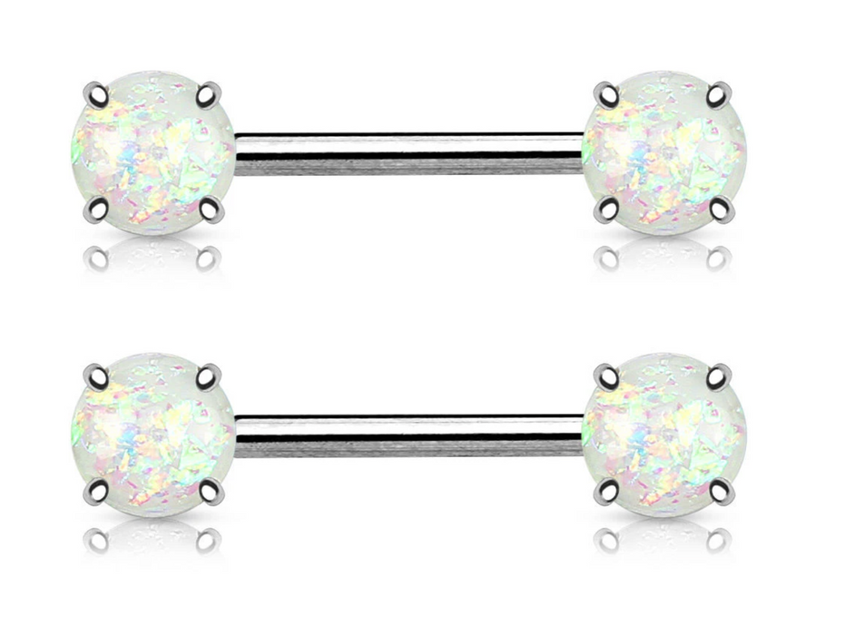 Synthetic Opal Nipple Rings - 1202 Body Jewelry