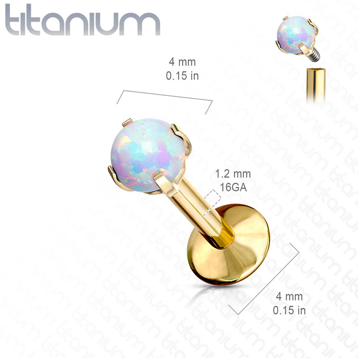 Syn Opal Gold G23 Titanium Internal Thread Labret