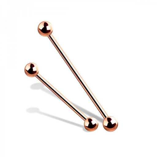 Rose Gold PVD Plated Over 316L Surgical Steel Barbell 12mm - 1202 Body Jewelry