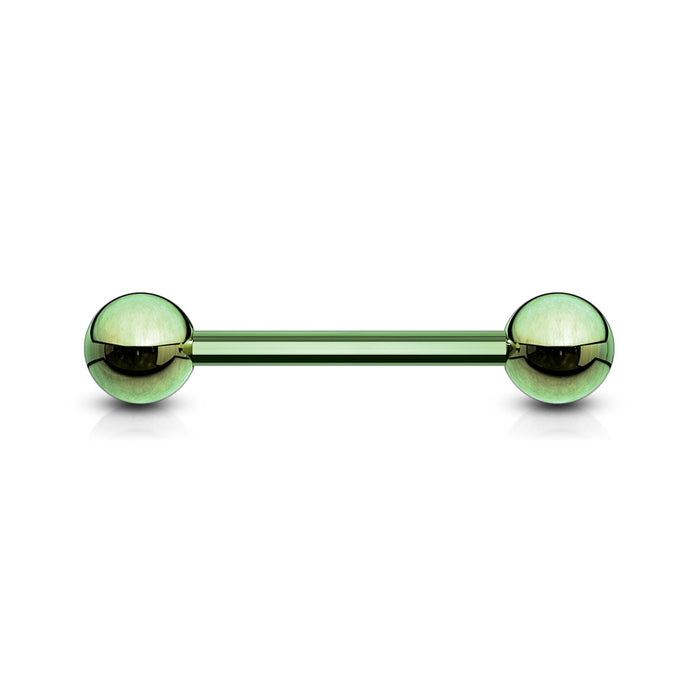 Green Titanium IP Over 316L Stainless Steel Barbell